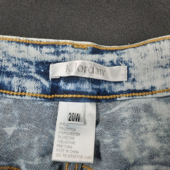 K Jordans acid washed jeans with zipper sides size 20W - Picture 6 of 7